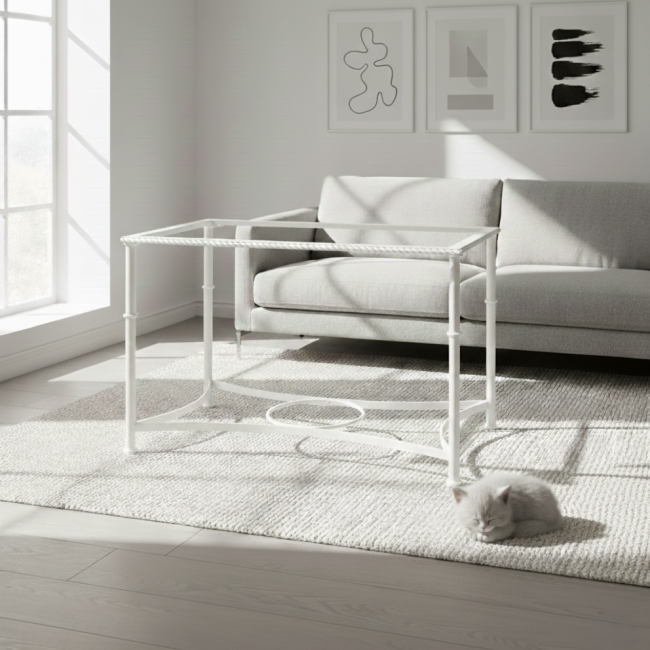 Mesa de forja elevable Sevilla en blanco