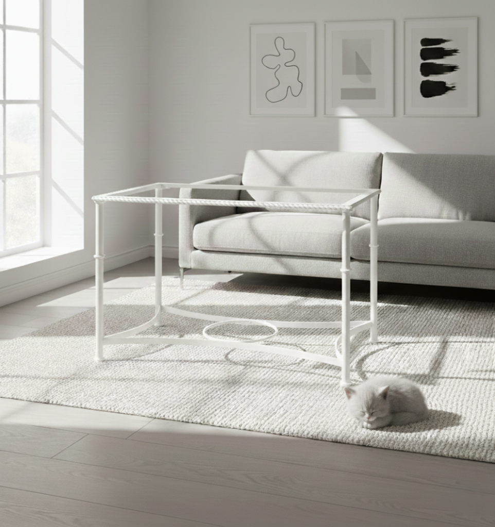 Mesa de forja elevable Sevilla en blanco