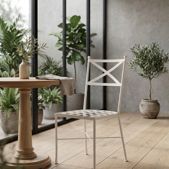 Silla de forja Florencia blanca