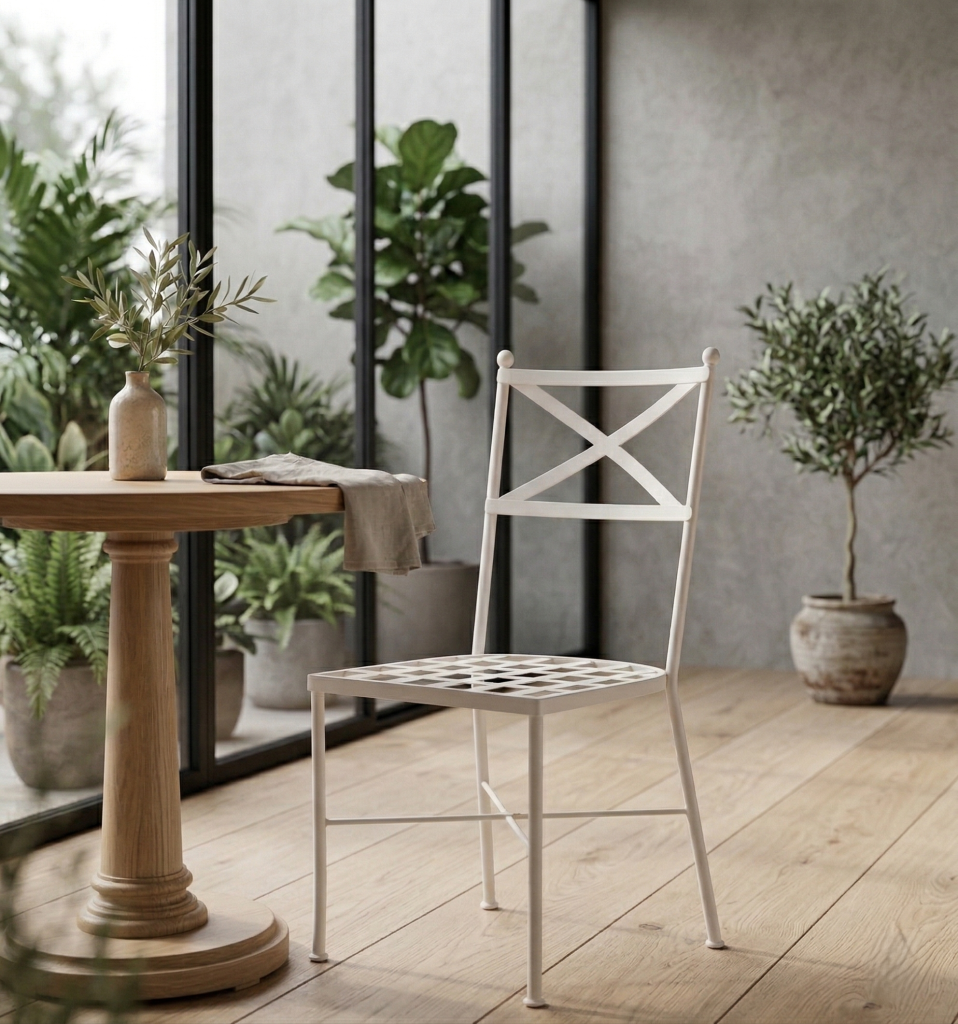 Silla de forja Florencia blanca