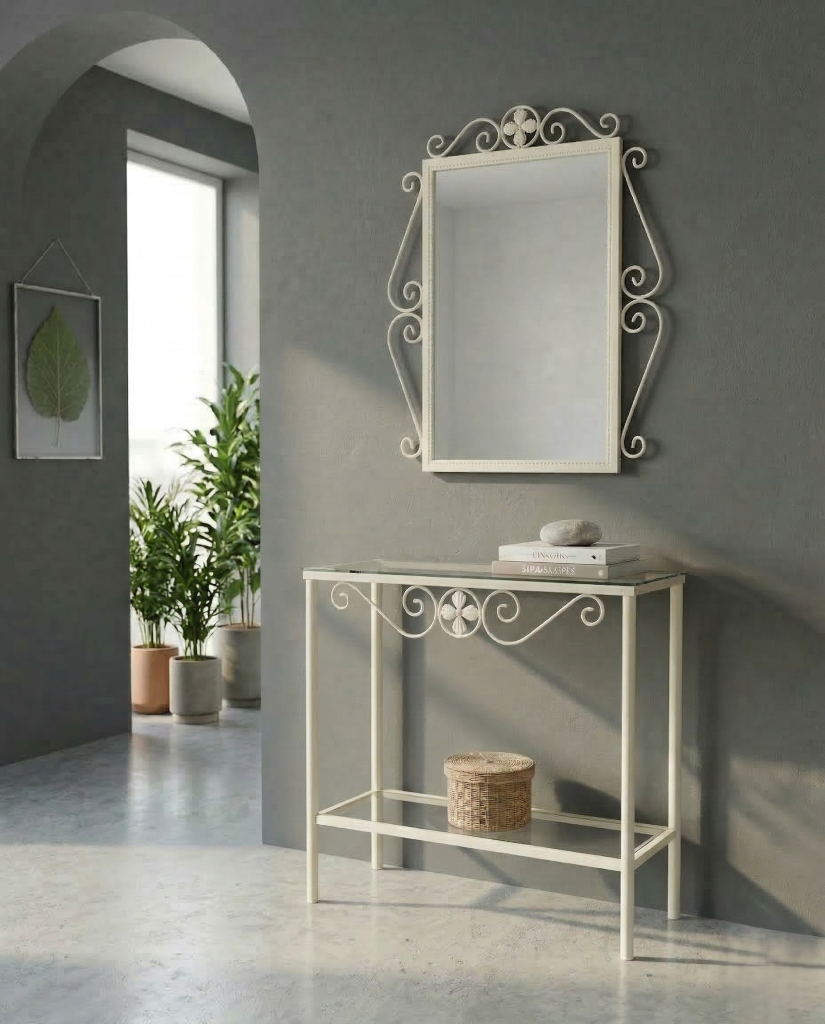 Consola de forja Málaga en blanco
