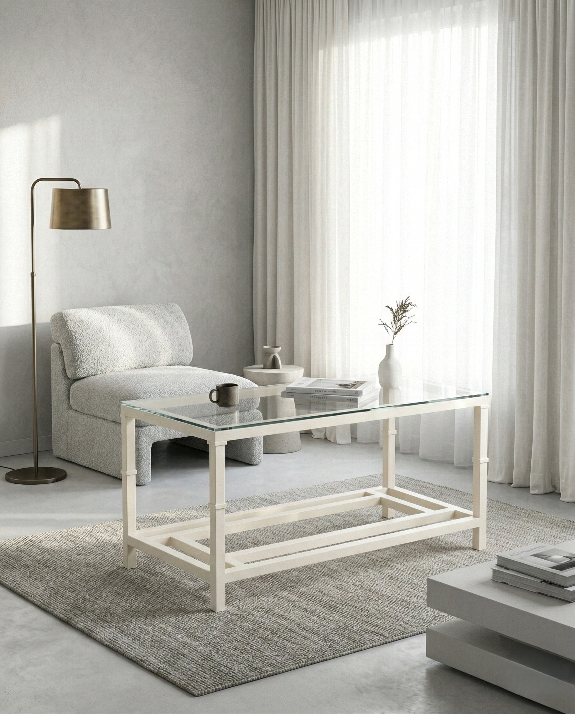 Mesa de camilla elevable Grazalema en marfil