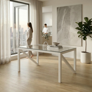 Mesa de forja de estilo moderno modelo Granada color blanco