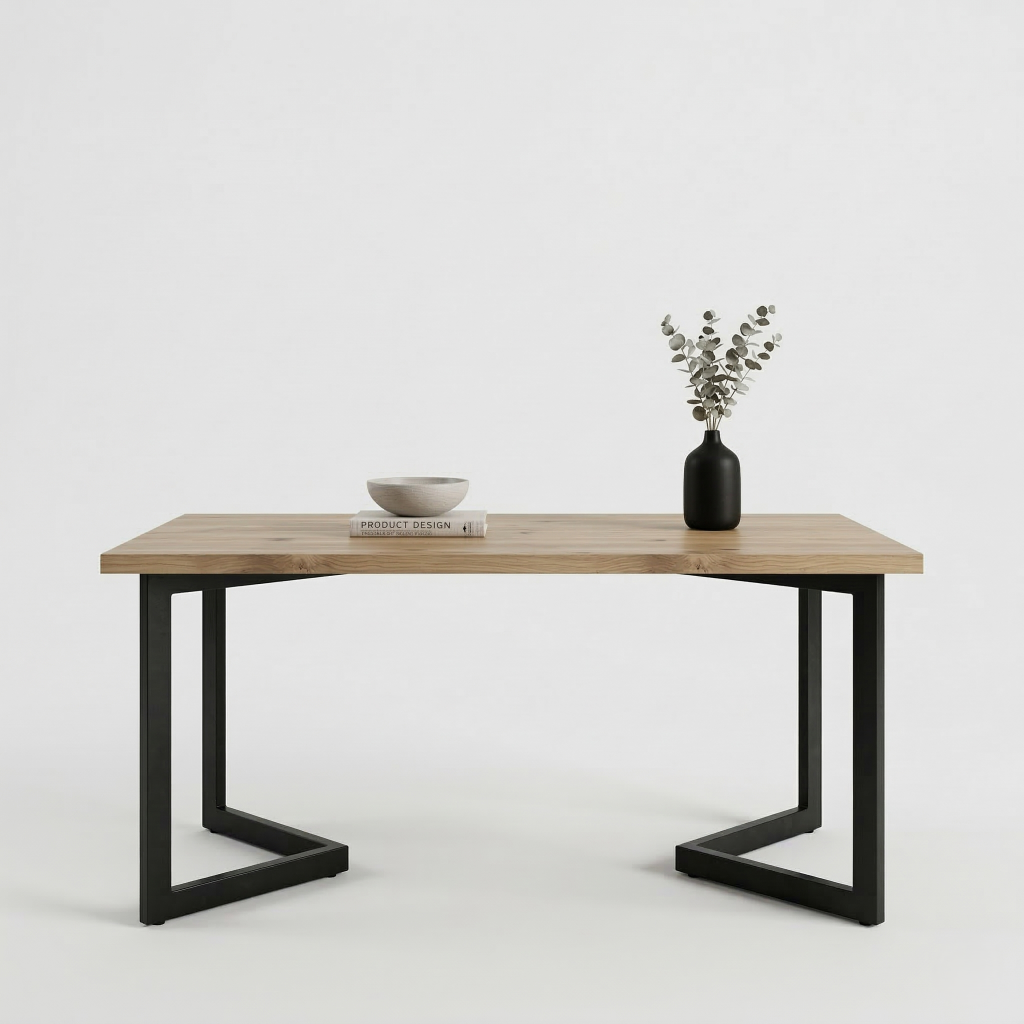 Mesa Alcalá de estilo moderno fabricada en hierro en color negro