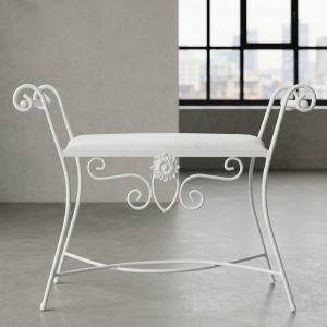 banqueta de forja para dormitorio jaen en color blanca
