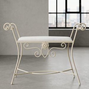banqueta de forja para dormitorio jaen en color marfil