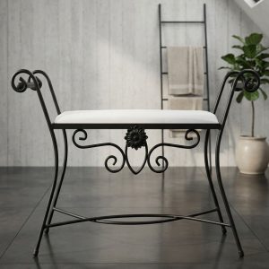 banqueta de forja para dormitorio jaen en color negra