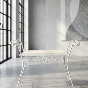 banqueta de forja almería blanca