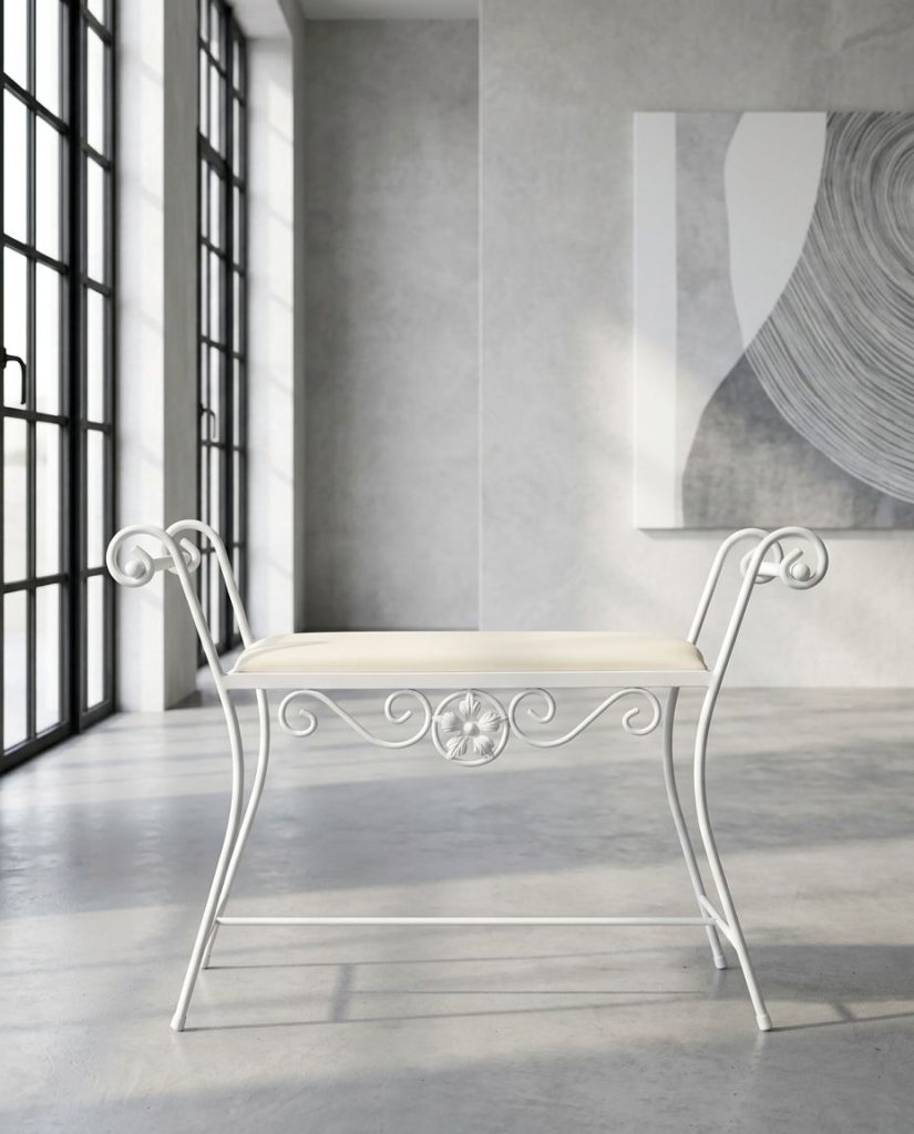 banqueta de forja almería blanca